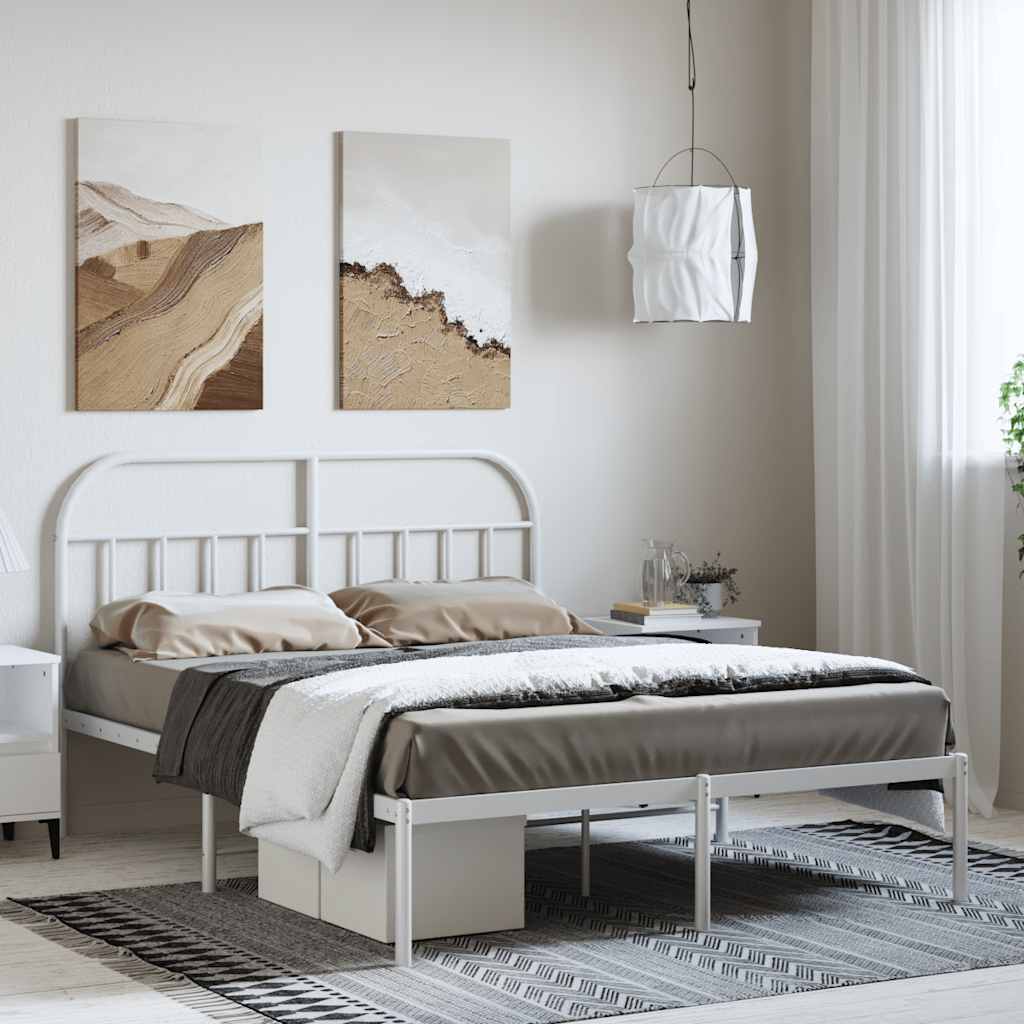 Metalni okvir za krevet s uzglavljem bijeli 150x200 cm