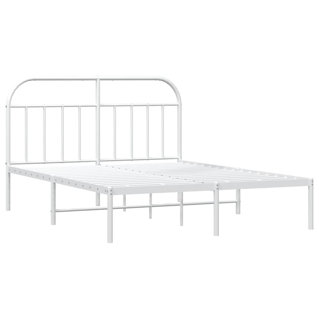 Metalni okvir za krevet s uzglavljem bijeli 180x200 cm