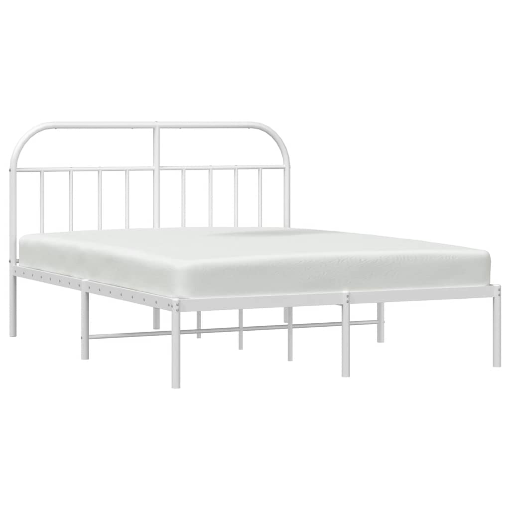 Metalni okvir za krevet s uzglavljem bijeli 183x213 cm