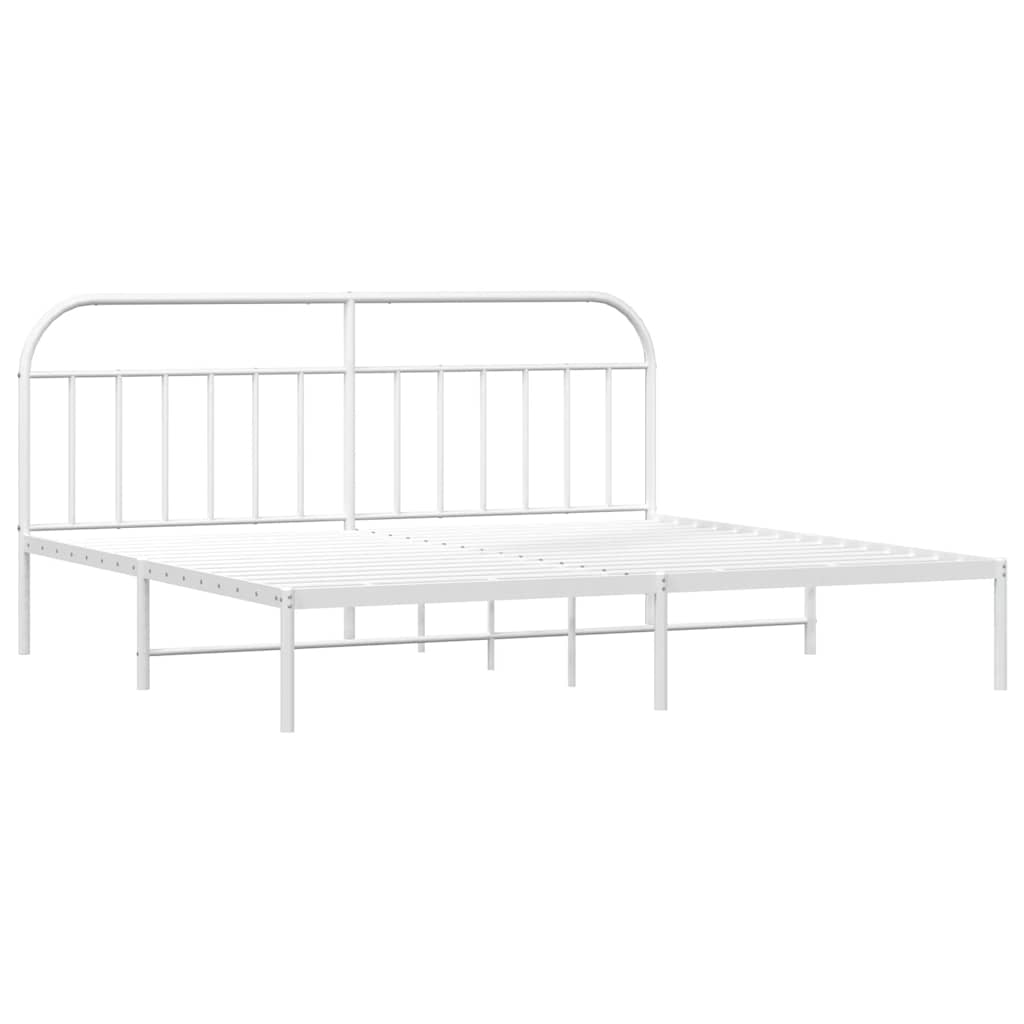 Metalni okvir za krevet s uzglavljem bijeli 193x203 cm