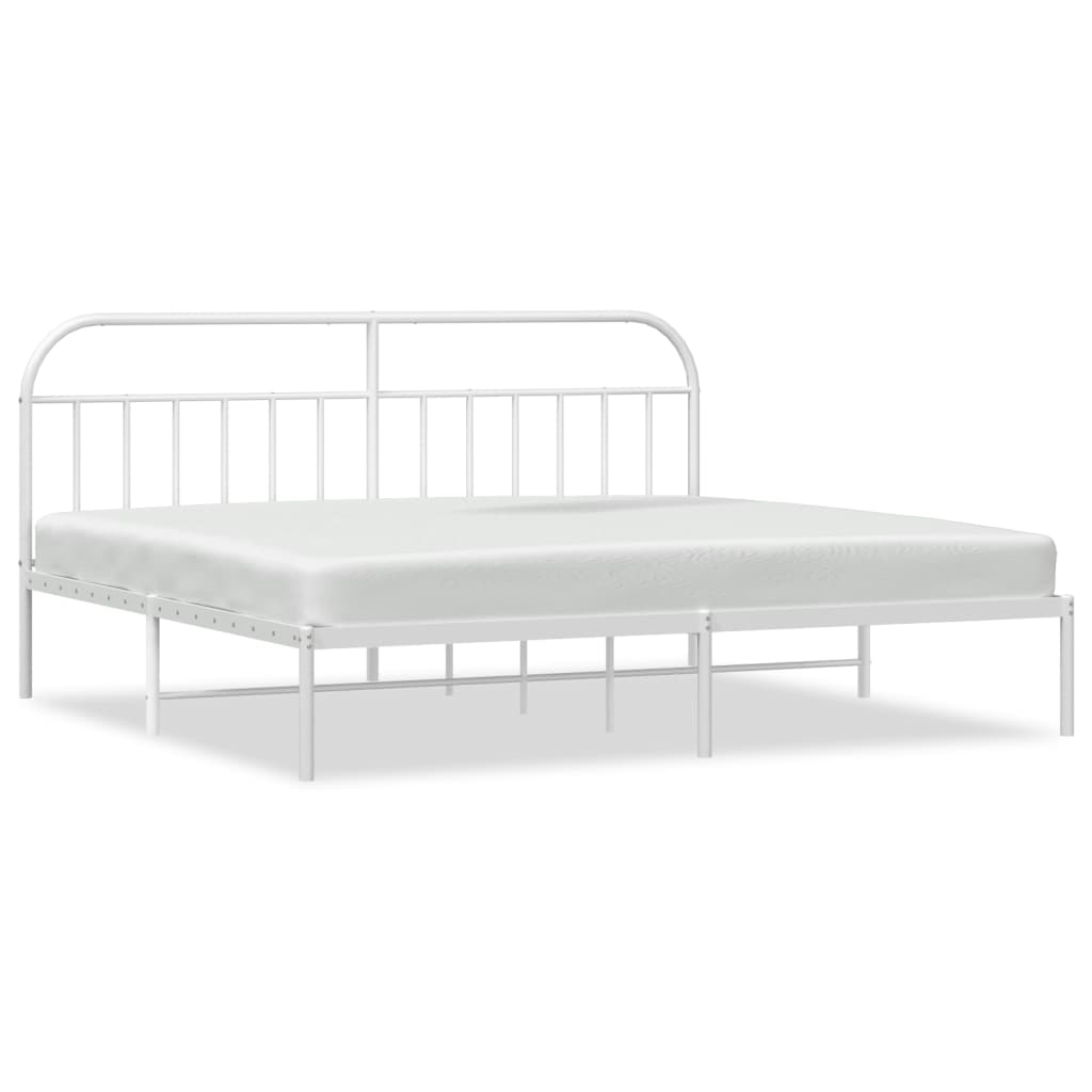 Metalni okvir za krevet s uzglavljem bijeli 200x200 cm
