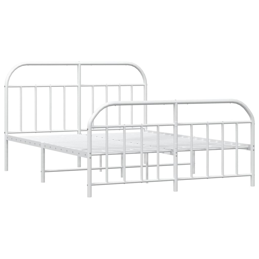 Metalni okvir kreveta uzglavlje i podnožje bijeli 140 x 190 cm