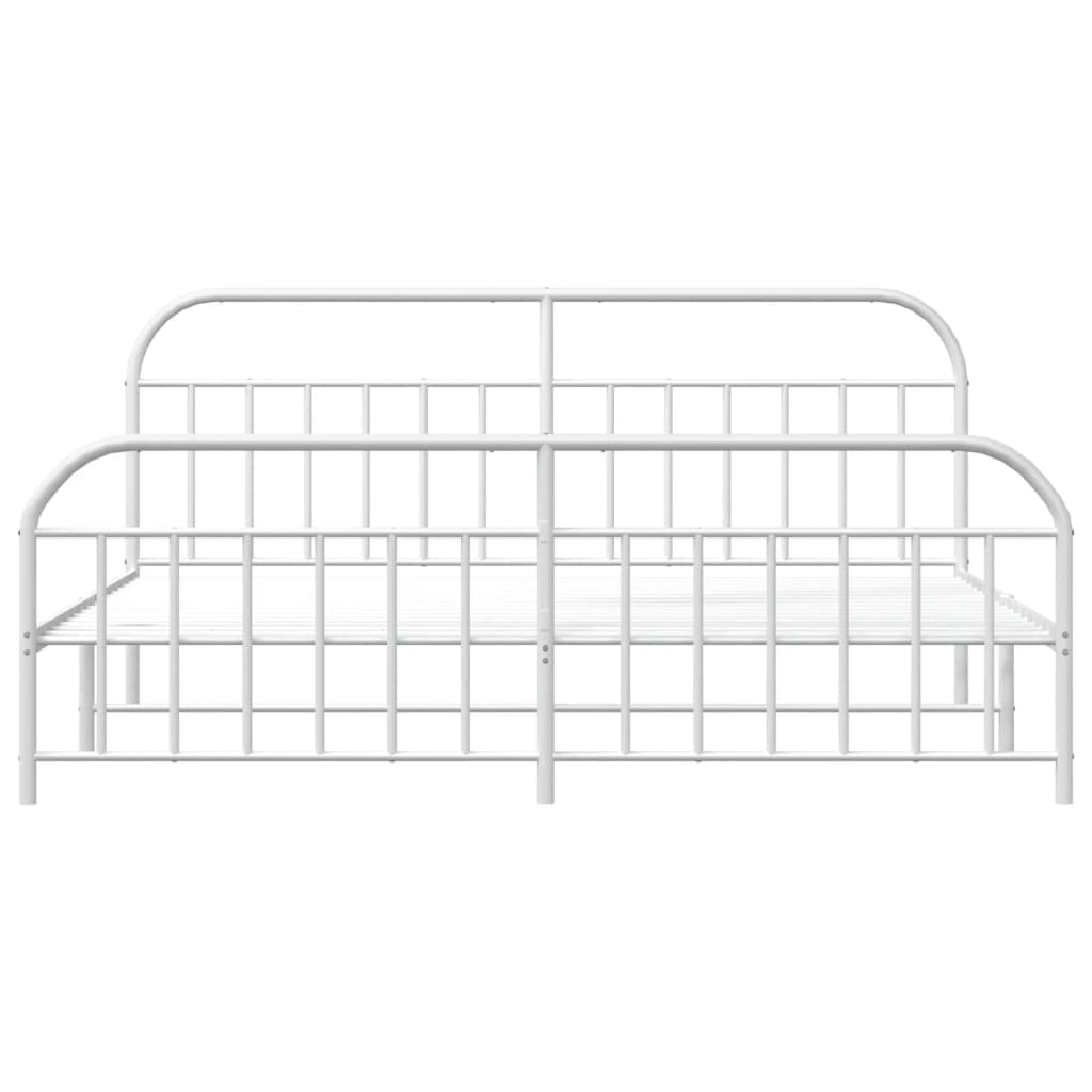 Metalni okvir kreveta uzglavlje i podnožje bijeli 200x200 cm