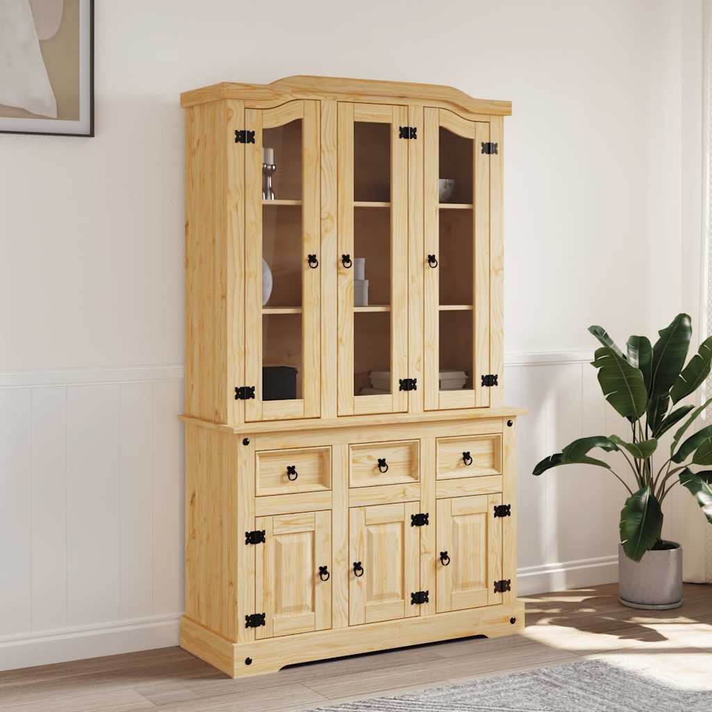 Visoka komoda Corona smeđa 112x43x196 cm borovina meksički stil