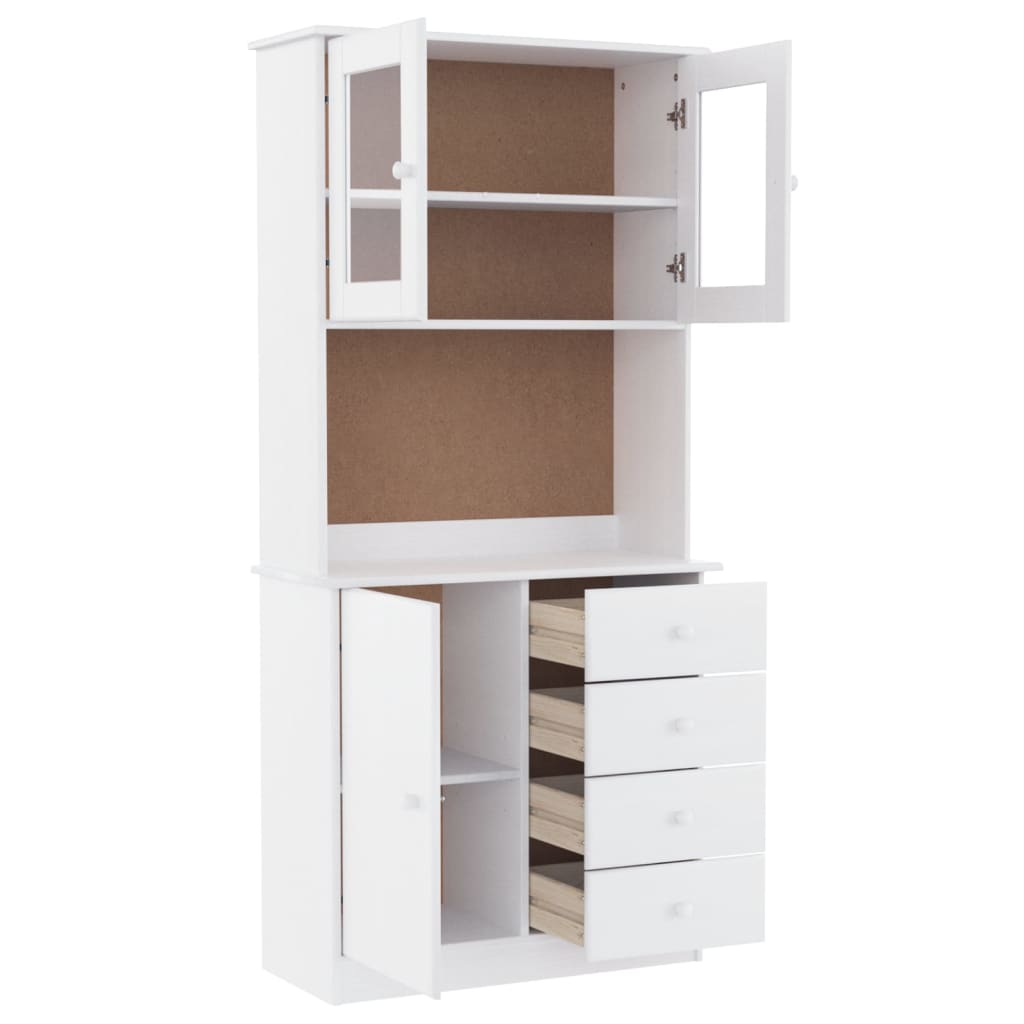 Visoka komoda ALTA bijela 77 x 35 x 165 cm od masivne borovine