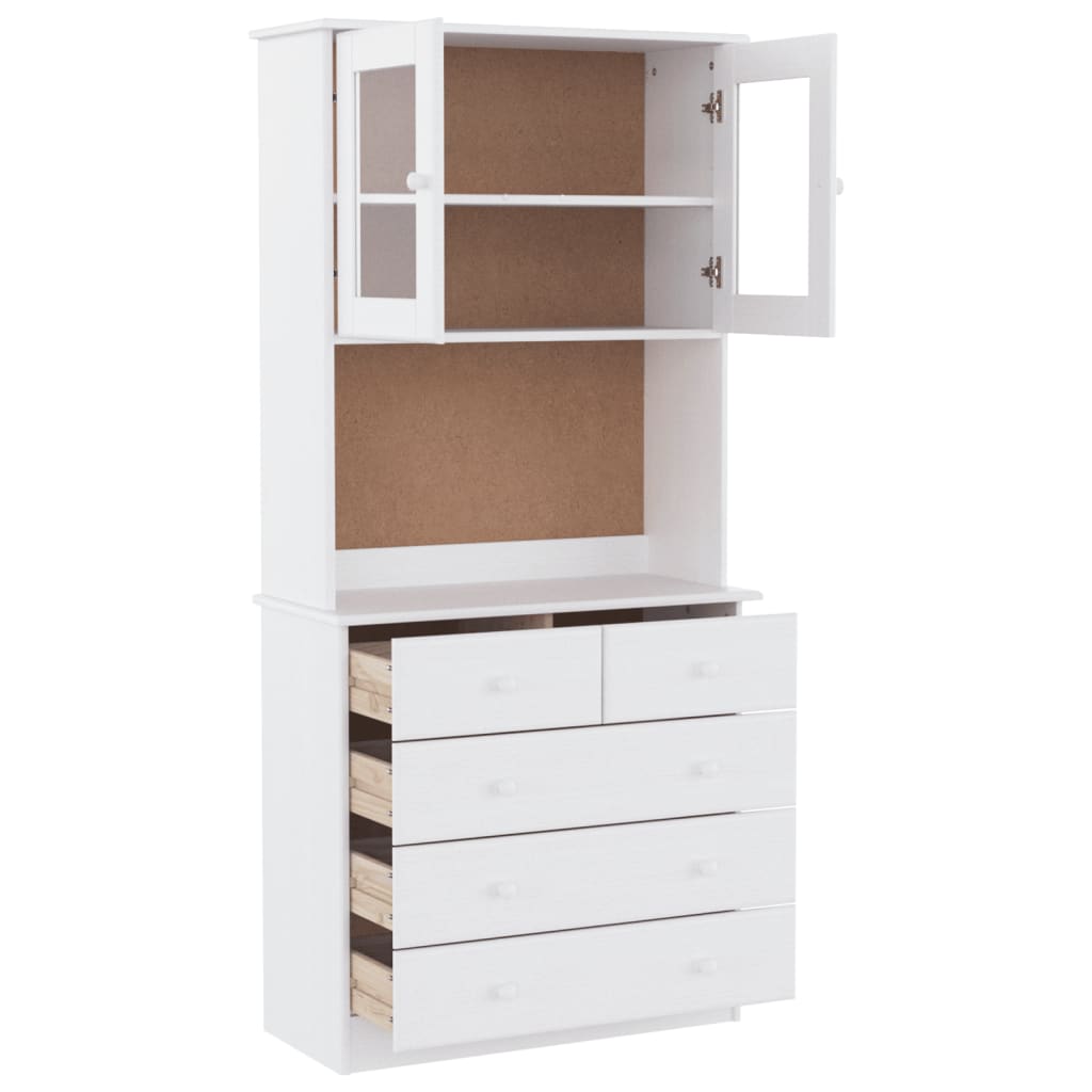 Visoka komoda ALTA bijela 77 x 35 x 165 cm od masivne borovine