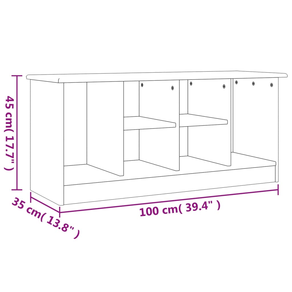 Klupa za cipele ALTA bijela 100 x 35 x 45 cm masivna borovina