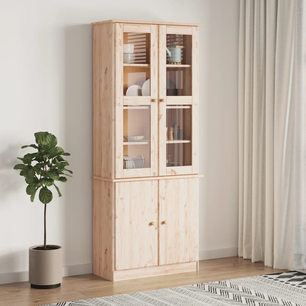 Staklena vitrina ALTA 77 x 35 x 186,5 cm od masivne borovine