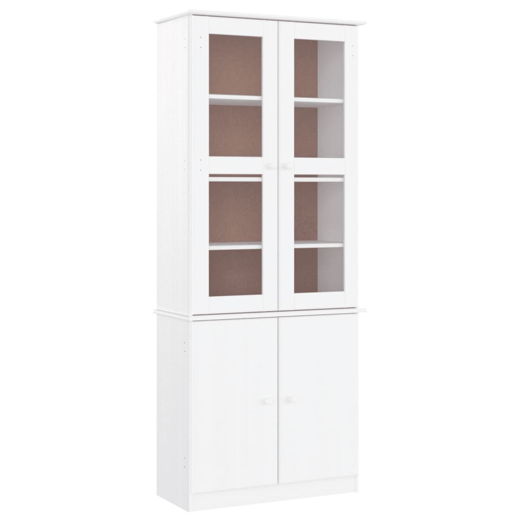 Staklena vitrina ALTA bijela 77x35x186,5 cm od masivne borovine