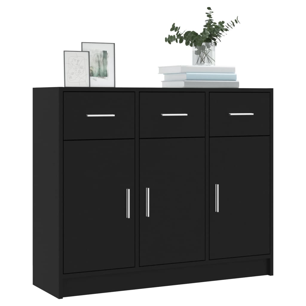 Komoda crna 91x28x75 cm od konstruiranog drva
