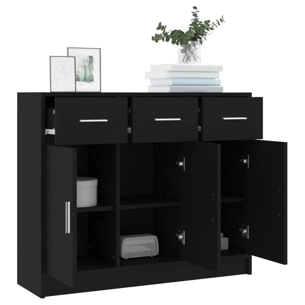 Komoda crna 91x28x75 cm od konstruiranog drva