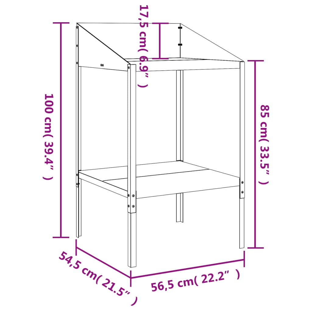 Stalak za biljke antracit 56,5 x 54,5 x 100 cm pocinčani čelik