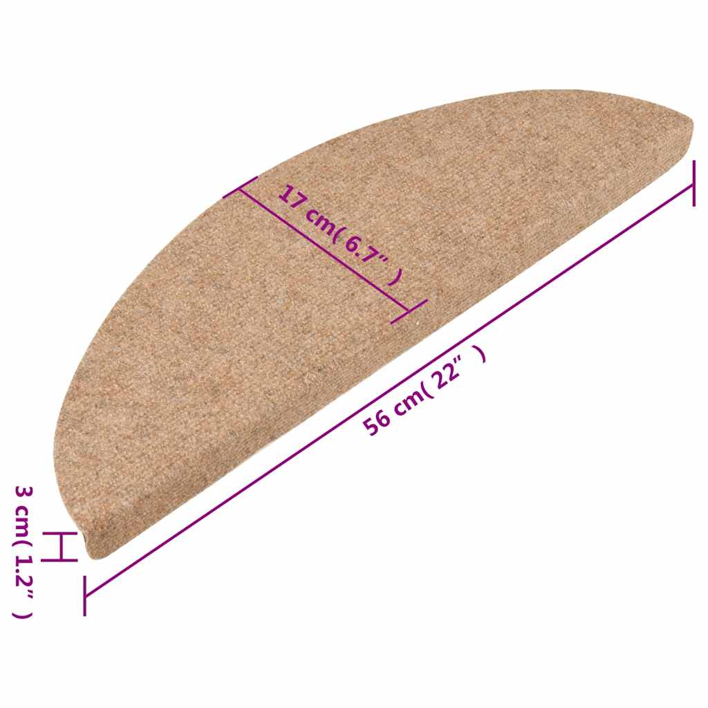 Samoljepljivi otirači za stepenice 10 kom 56 x 17 x 3 cm bež