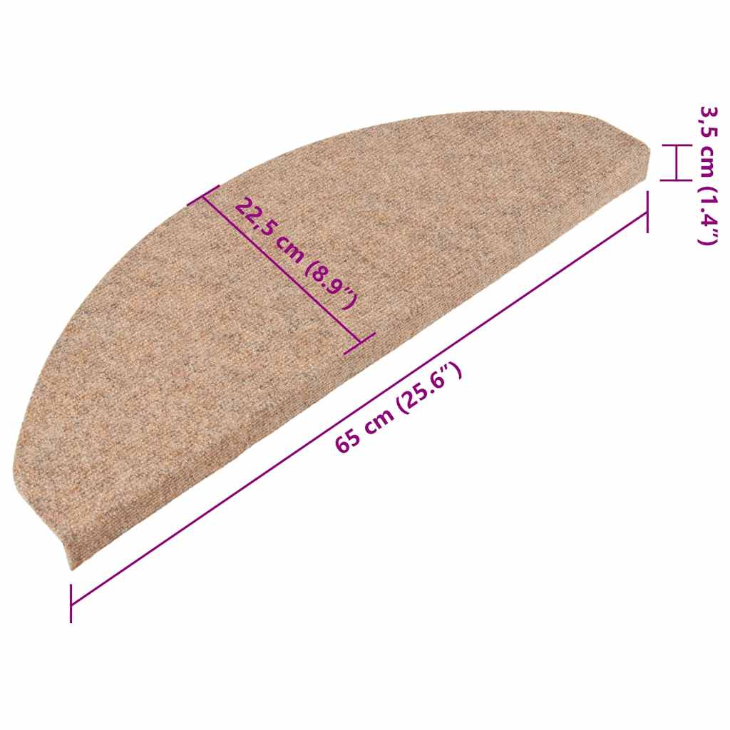Samoljepljivi otirači za stepenice 10 kom bež 65x22,5x3,5 cm
