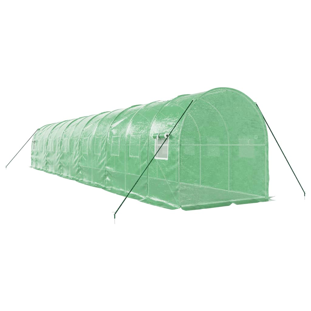Staklenik s čeličnim okvirom zeleni 24 m² 12 x 2 x 2 m