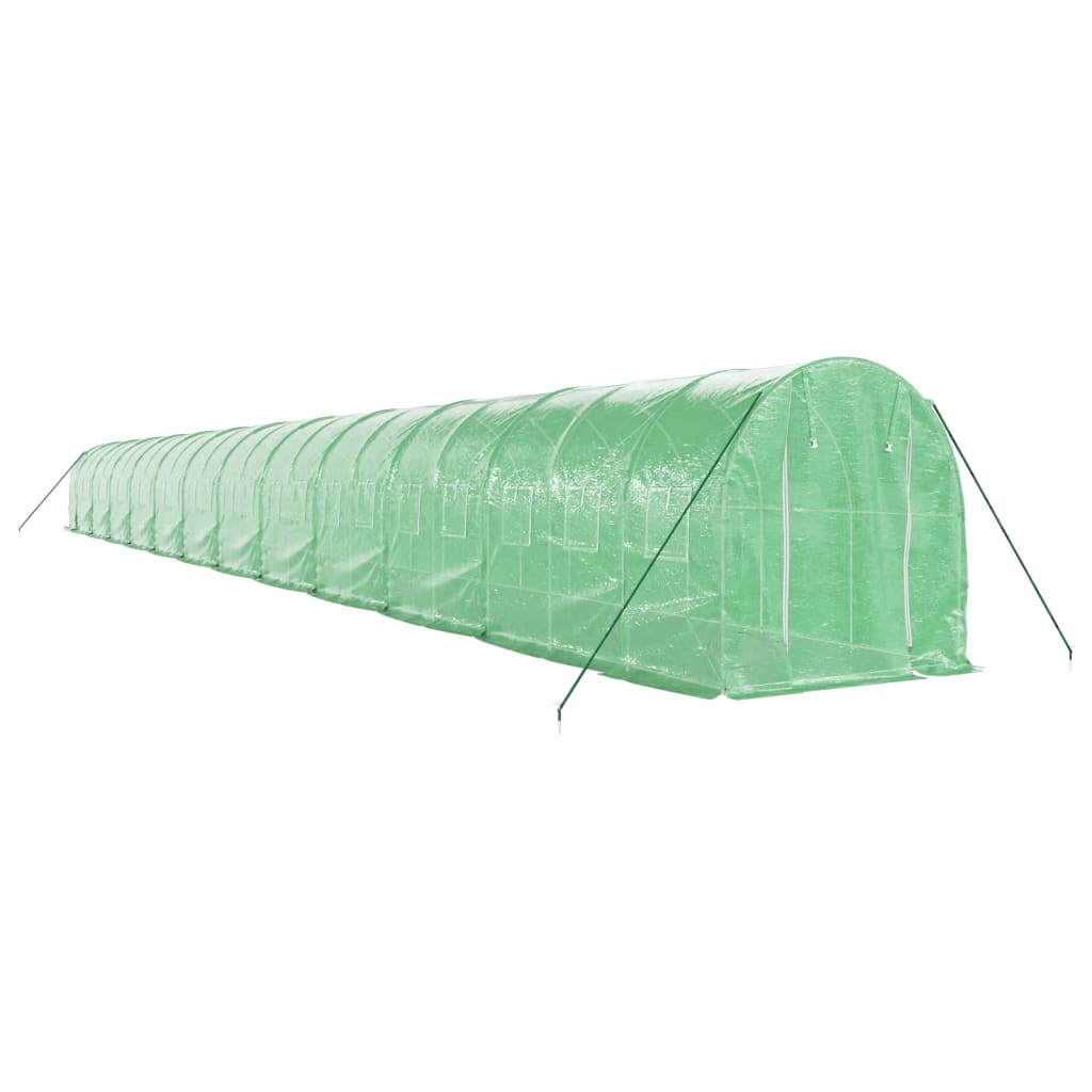 Staklenik s čeličnim okvirom zeleni 48 m² 24 x 2 x 2 m
