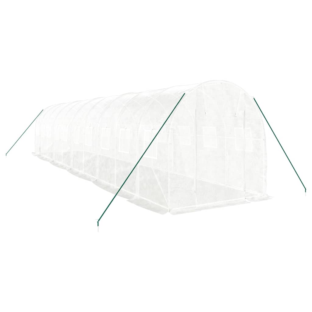 Staklenik s čeličnim okvirom bijeli 20 m² 10 x 2 x 2 m
