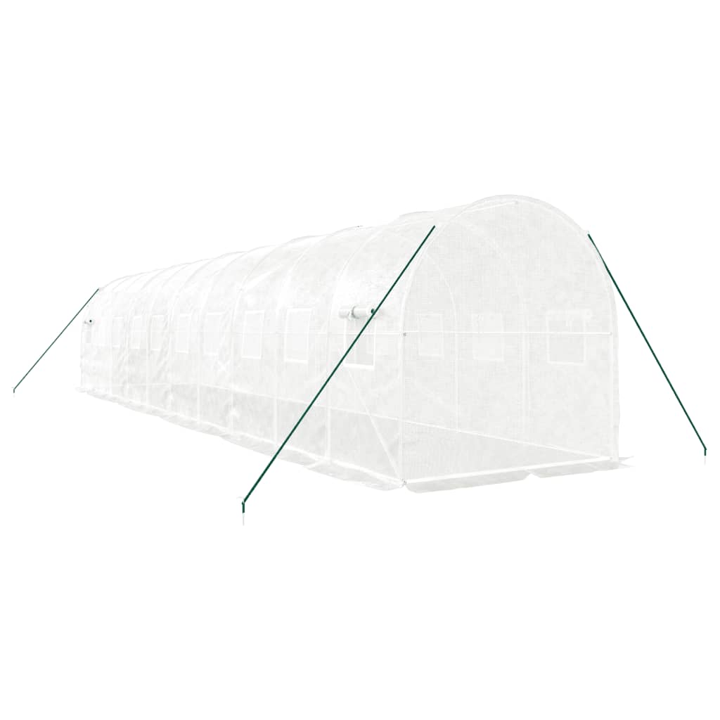 Staklenik s čeličnim okvirom bijeli 20 m² 10 x 2 x 2 m