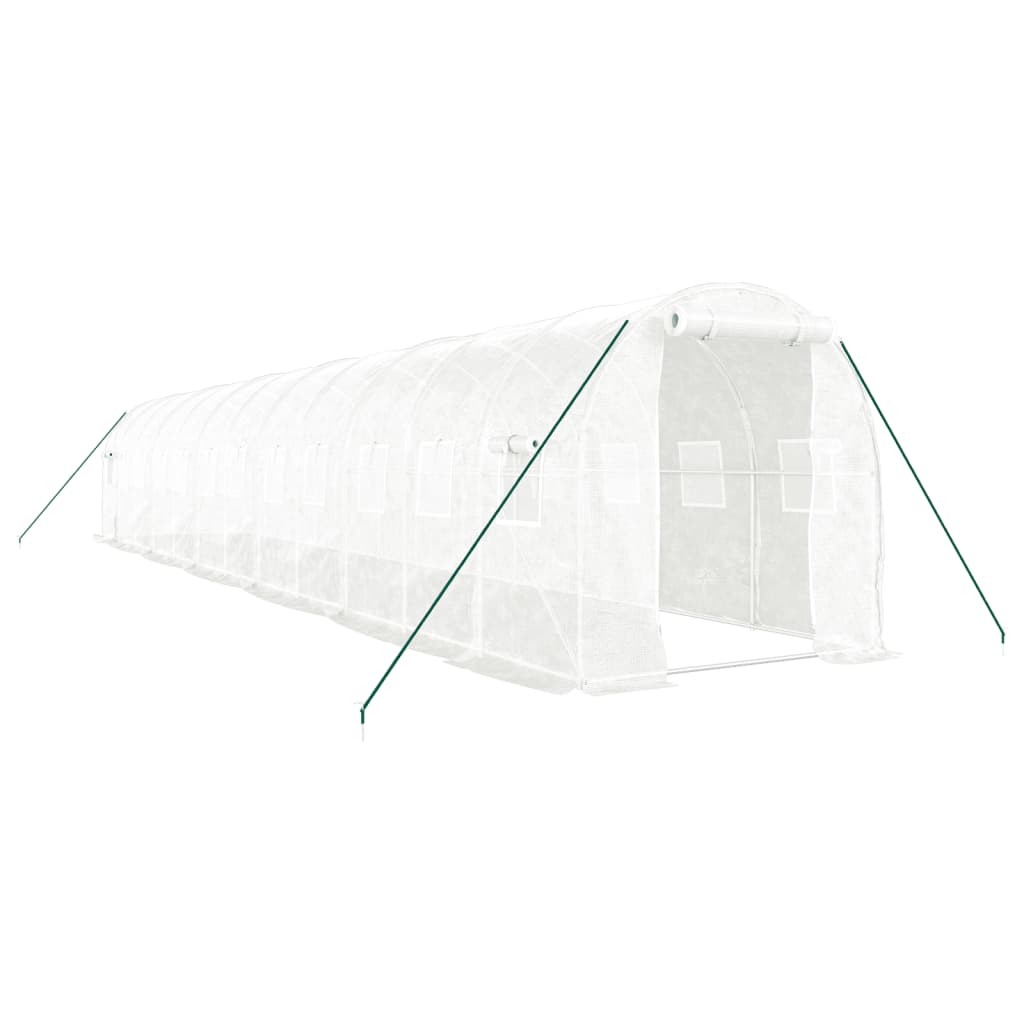Staklenik s čeličnim okvirom bijeli 24 m² 12 x 2 x 2 m