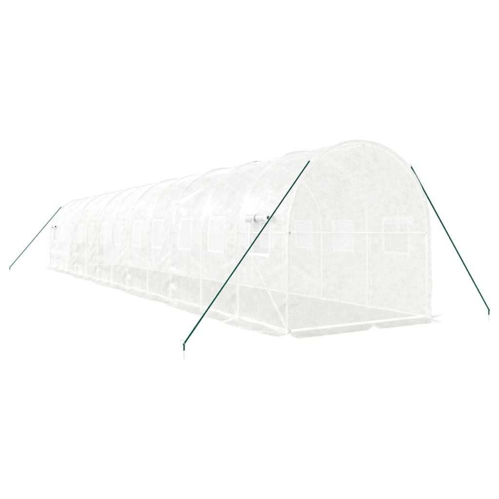 Staklenik s čeličnim okvirom bijeli 24 m² 12 x 2 x 2 m