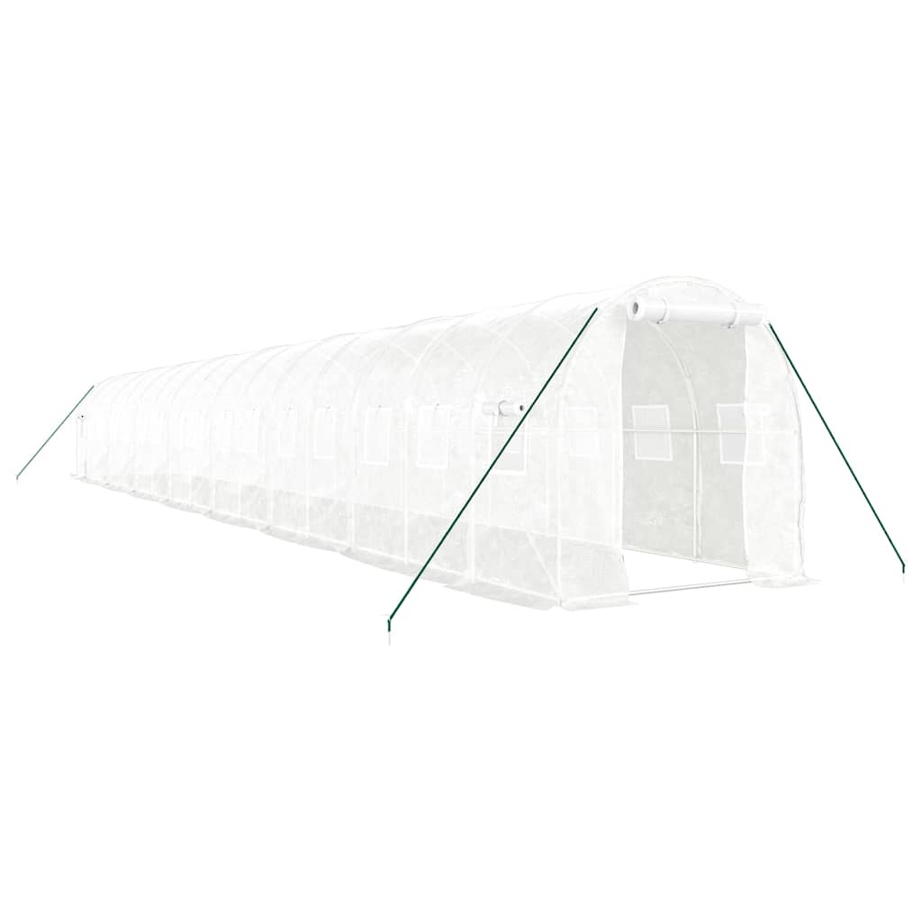 Staklenik s čeličnim okvirom bijeli 32 m² 16 x 2 x 2 m