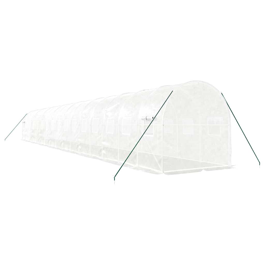 Staklenik s čeličnim okvirom bijeli 32 m² 16 x 2 x 2 m