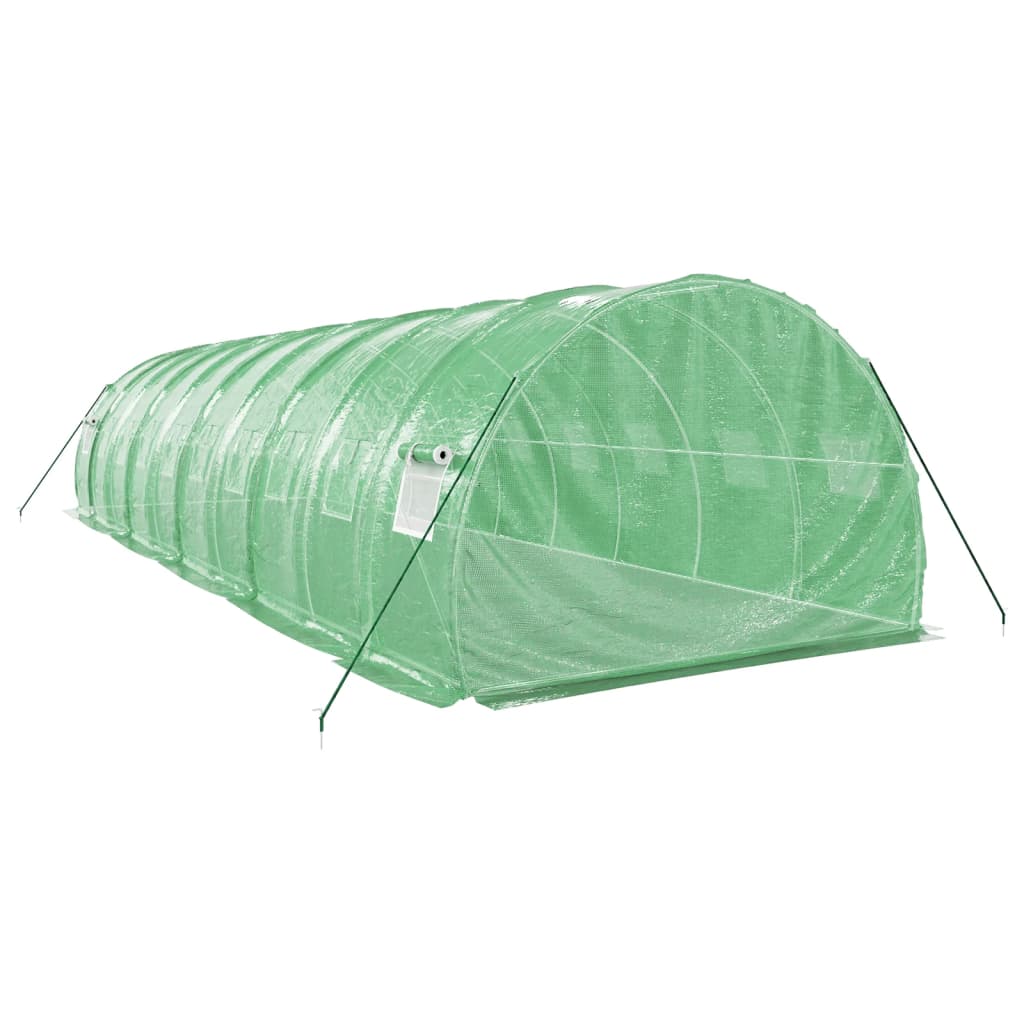 Staklenik s čeličnim okvirom zeleni 30 m² 10 x 3 x 2 m
