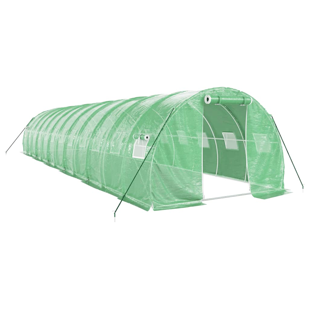 Staklenik s čeličnim okvirom zeleni 36 m² 12 x 3 x 2 m