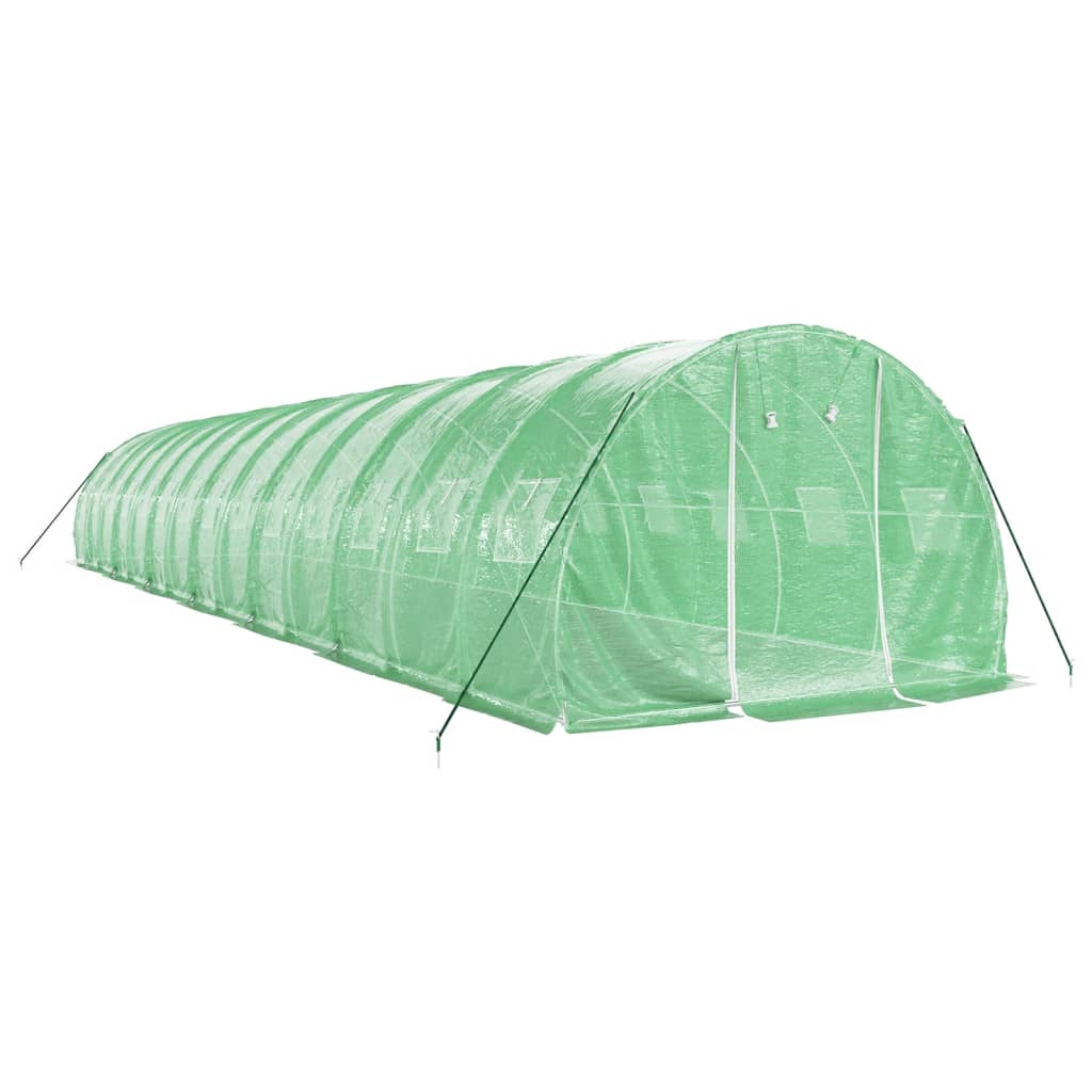 Staklenik s čeličnim okvirom zeleni 42 m² 14 x 3 x 2 m