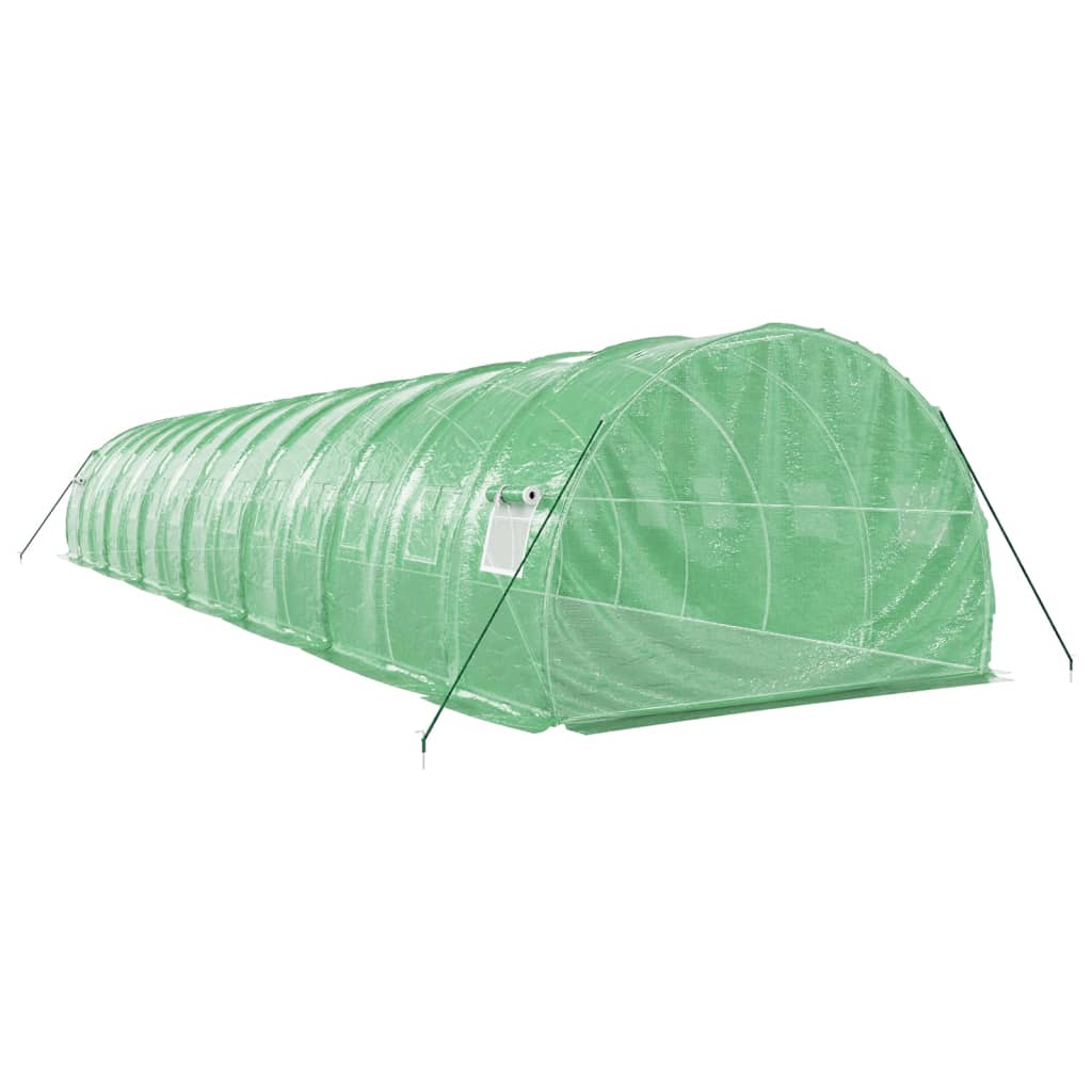Staklenik s čeličnim okvirom zeleni 42 m² 14 x 3 x 2 m