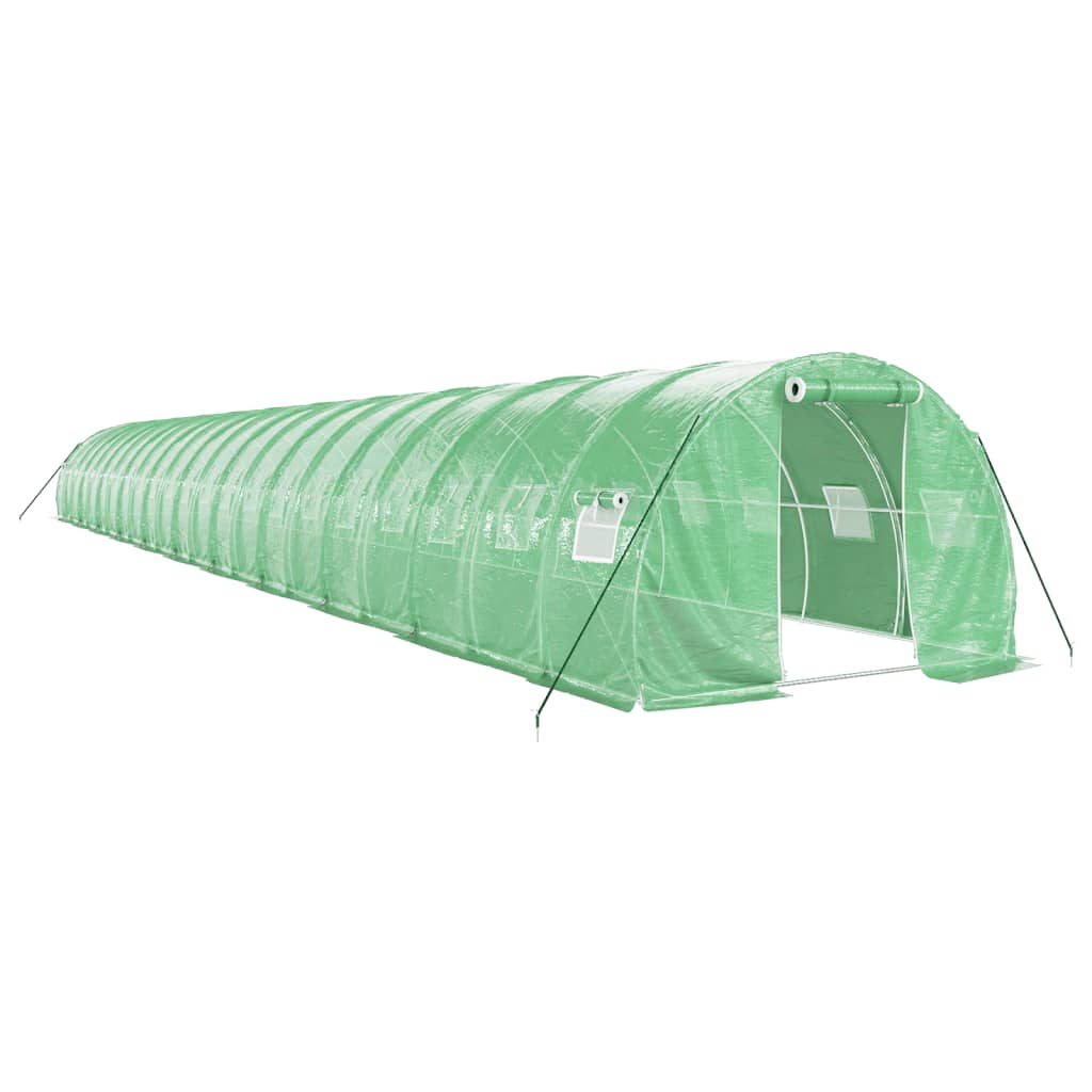 Staklenik s čeličnim okvirom zeleni 66 m² 22 x 3 x 2 m