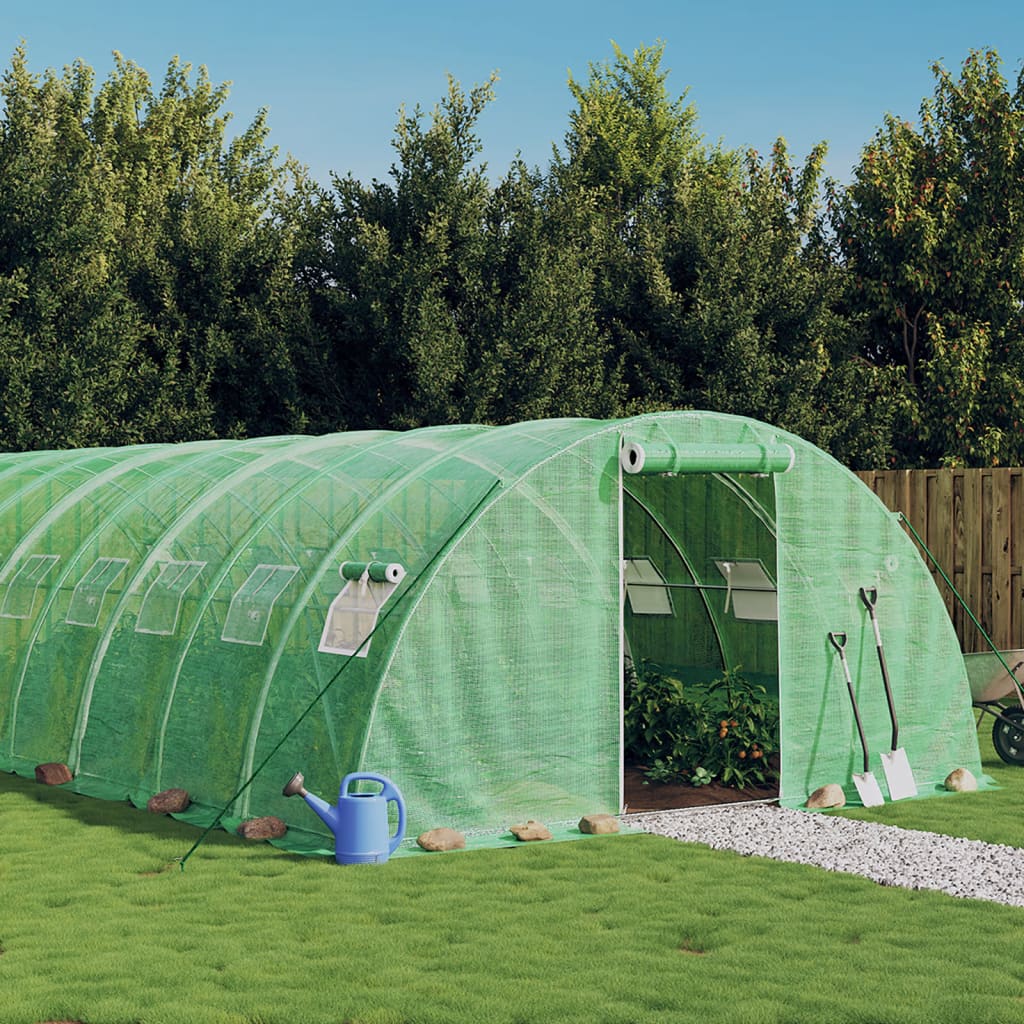 Staklenik s čeličnim okvirom zeleni 32 m² 8 x 4 x 2 m