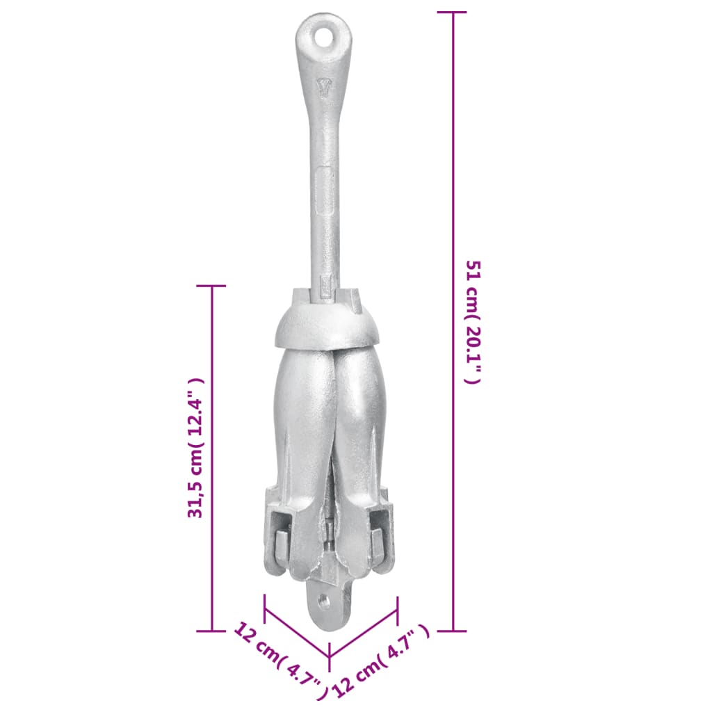 Sklopivo sidro srebrno 6 kg vruće pocinčano lijevano željezo