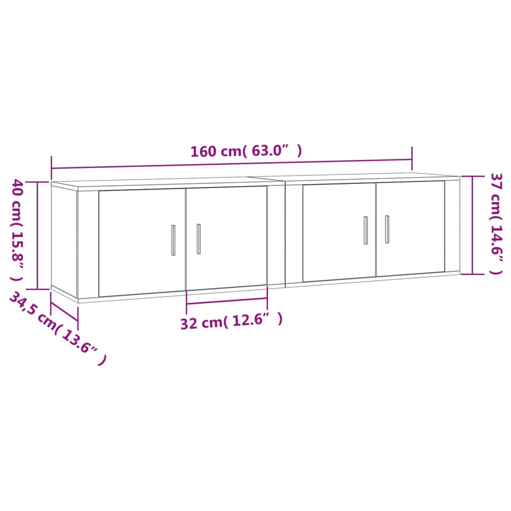 Zidni TV ormarići 2 kom bijeli 80 x 34,5 x 40 cm