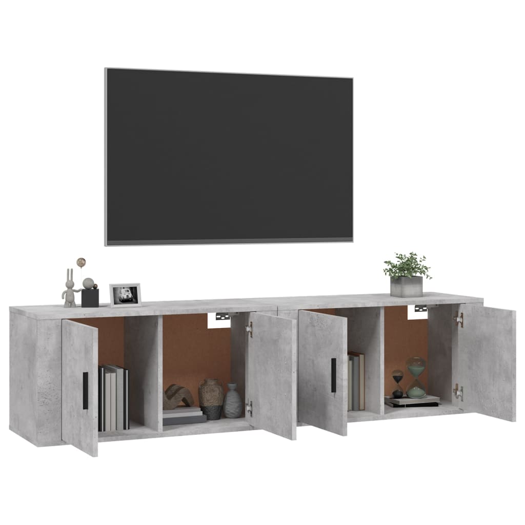 Zidni TV ormarići 2 kom siva boja betona 80x34,5x40 cm