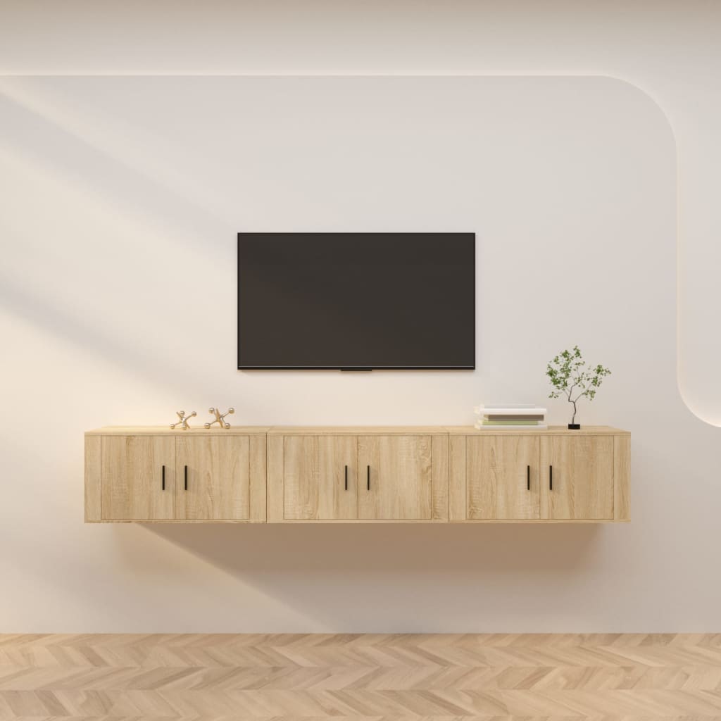 Zidni TV ormarići 3 kom boja hrasta sonome 80x34,5x40 cm