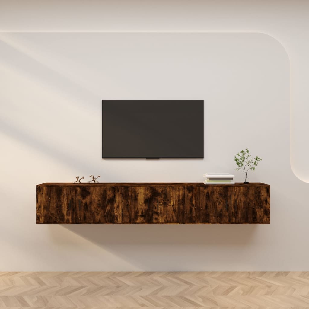 Zidni TV ormarići 3 kom boja dimljenog hrasta 80x34,5x40 cm