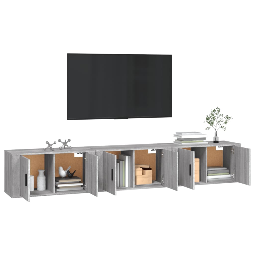 Zidni TV ormarići 3 kom boja sivog hrasta sonome 80x34,5x40 cm