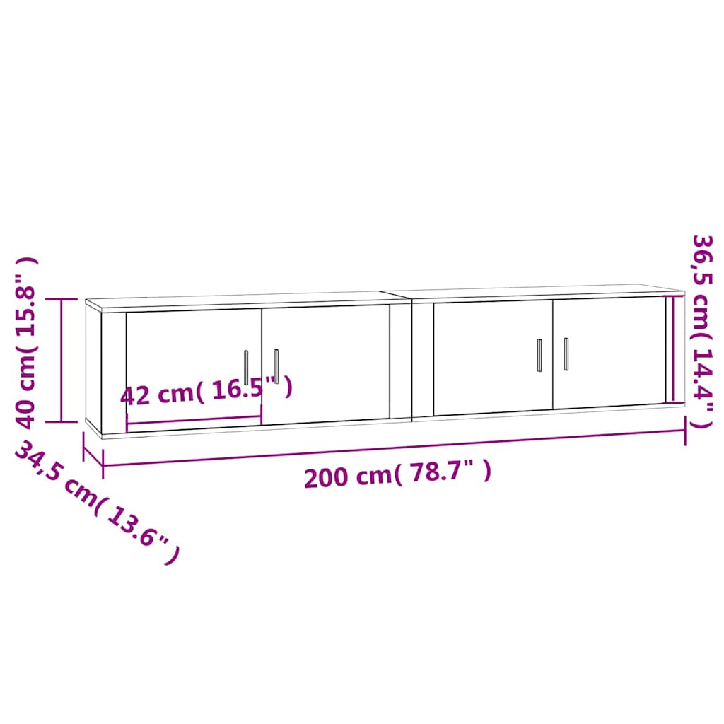 Zidni TV ormarići 2 kom bijeli 100x34,5x40 cm