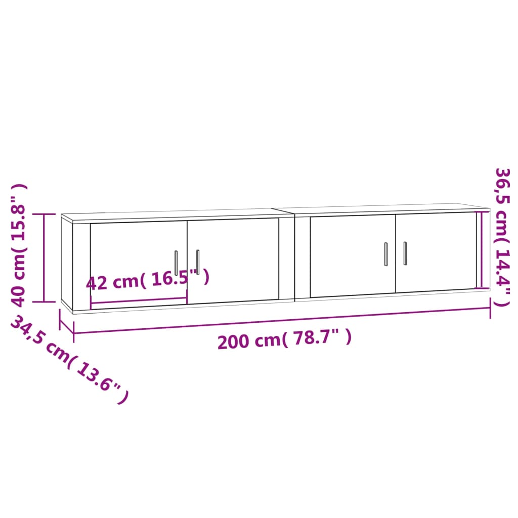 Zidni TV ormarići 2 kom boja sivog hrasta sonome 100x34,5x40 cm