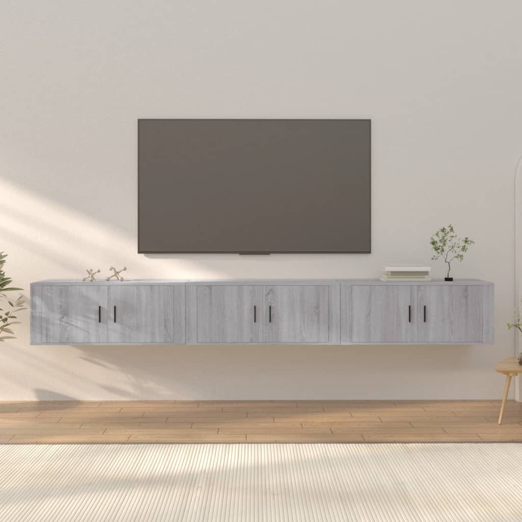Zidni TV ormarići 3 kom boja sivog hrasta sonome 100x34,5x40 cm
