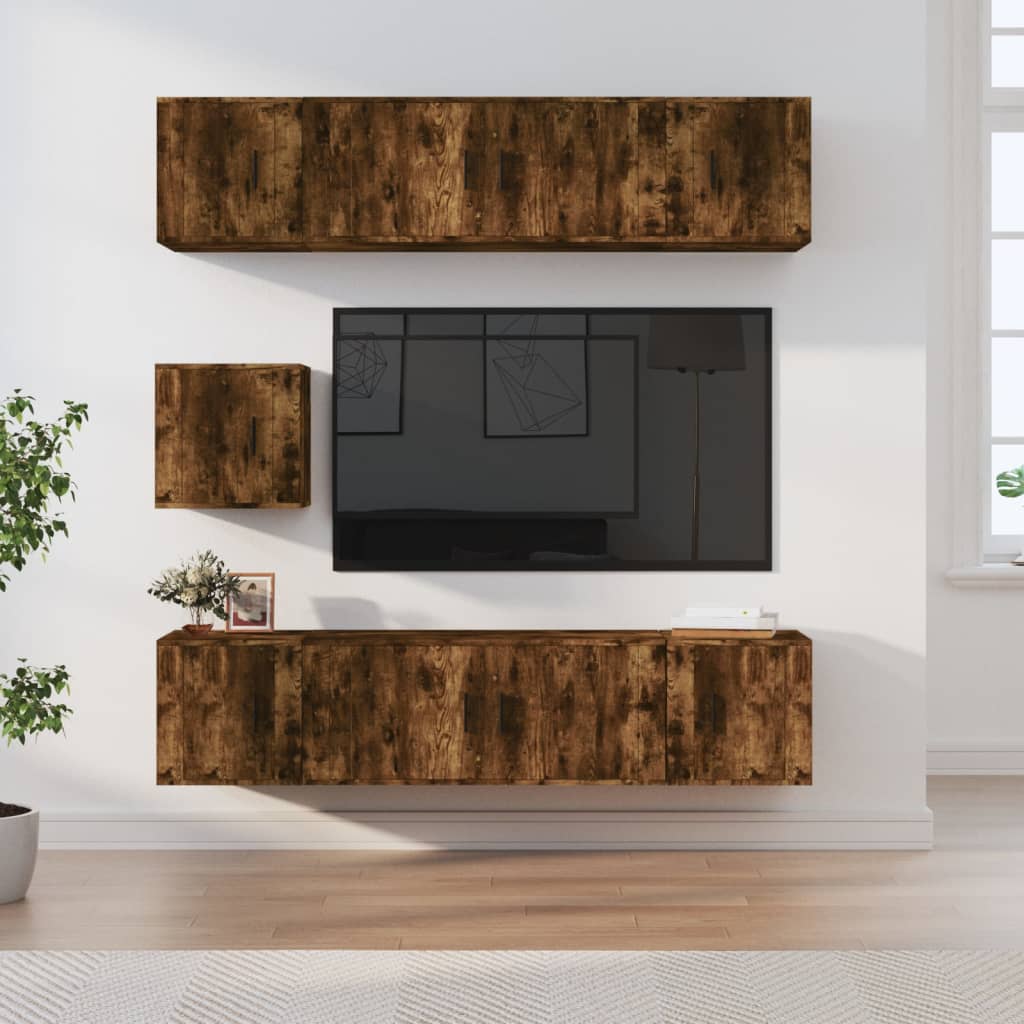 7-dijelni set TV ormarića boja dimljenog hrasta drveni