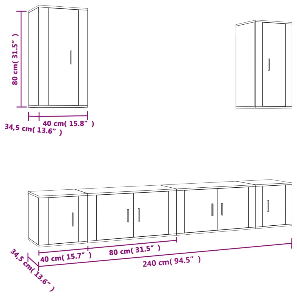 6-dijelni set TV ormarića bijeli od konstruiranog drva