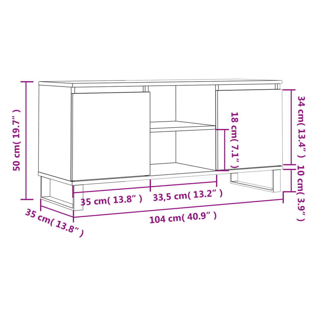 TV ormarić bijeli 104 x 35 x 50 cm od konstruiranog drva