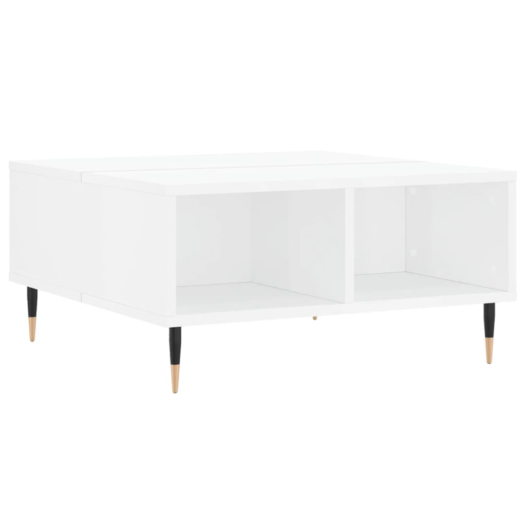Stolić za kavu sjajni bijeli 60 x 60 x 30 cm konstruirano drvo