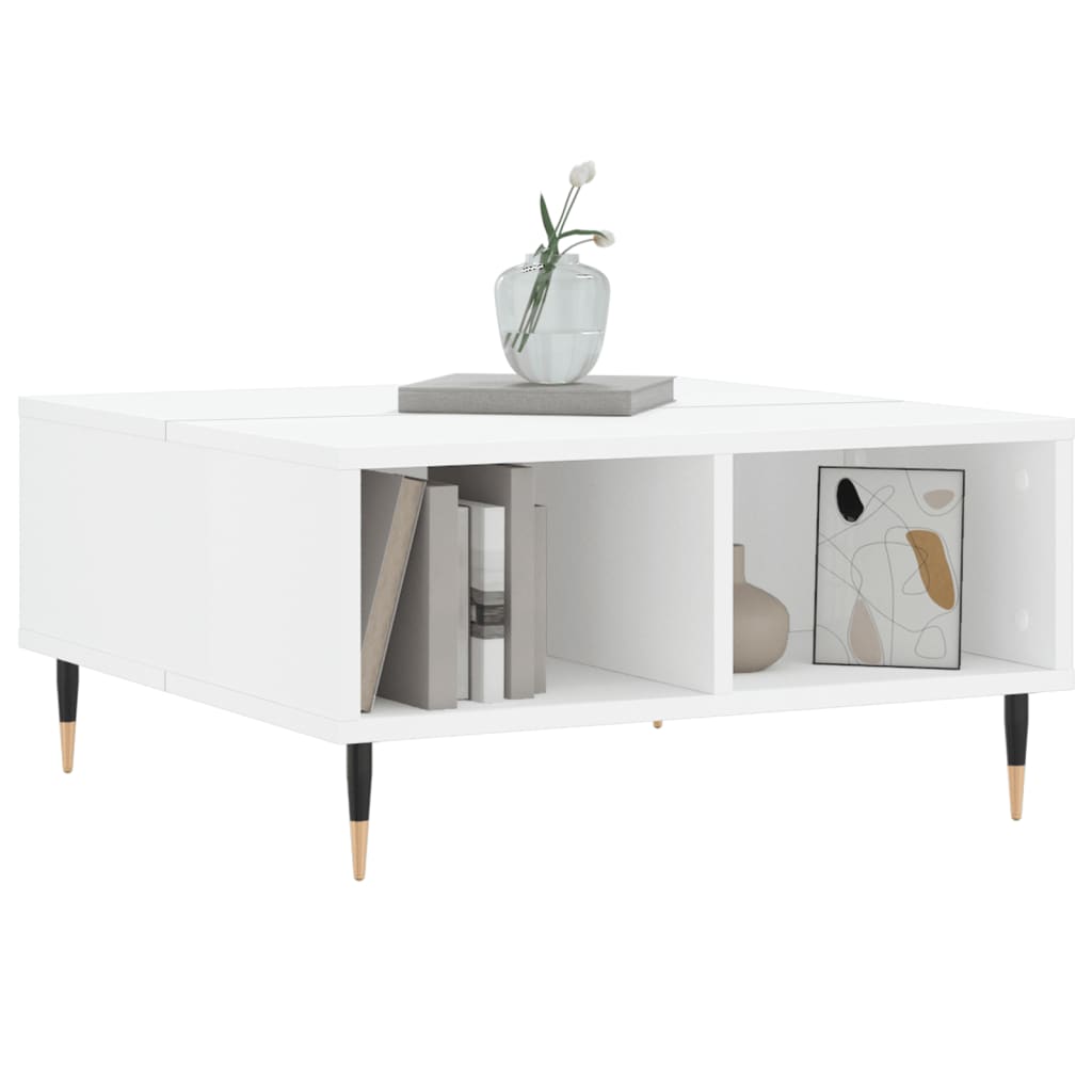 Stolić za kavu sjajni bijeli 60 x 60 x 30 cm konstruirano drvo