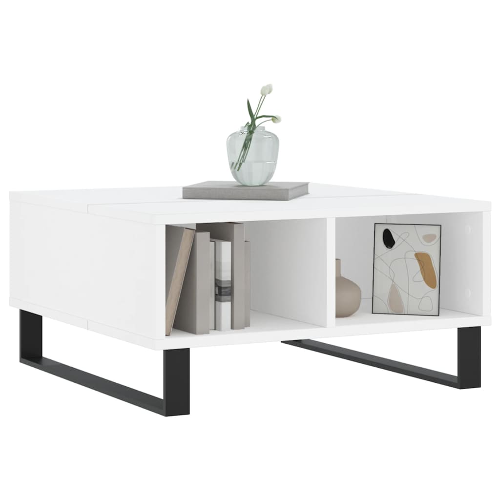 Stolić za kavu bijeli 60 x 60 x 30 cm od konstruiranog drva