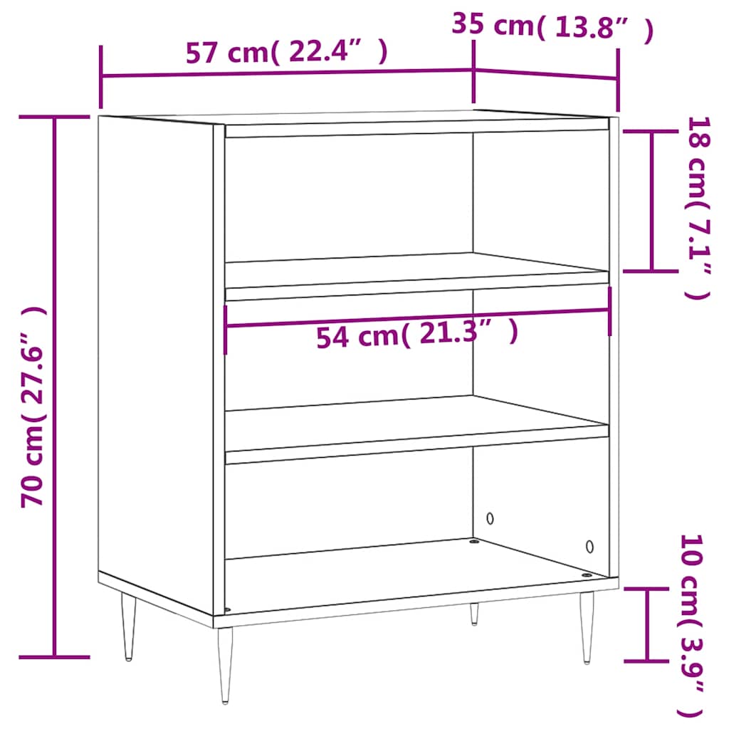 Komoda crna 57 x 35 x 70 cm od konstruiranog drva