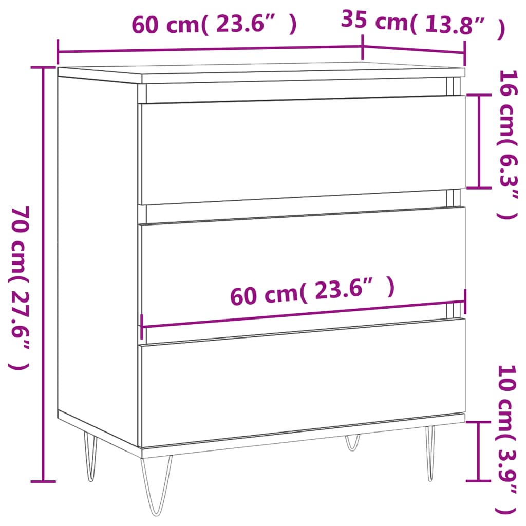 Komoda siva boja betona 60x35x70 cm od konstruiranog drva