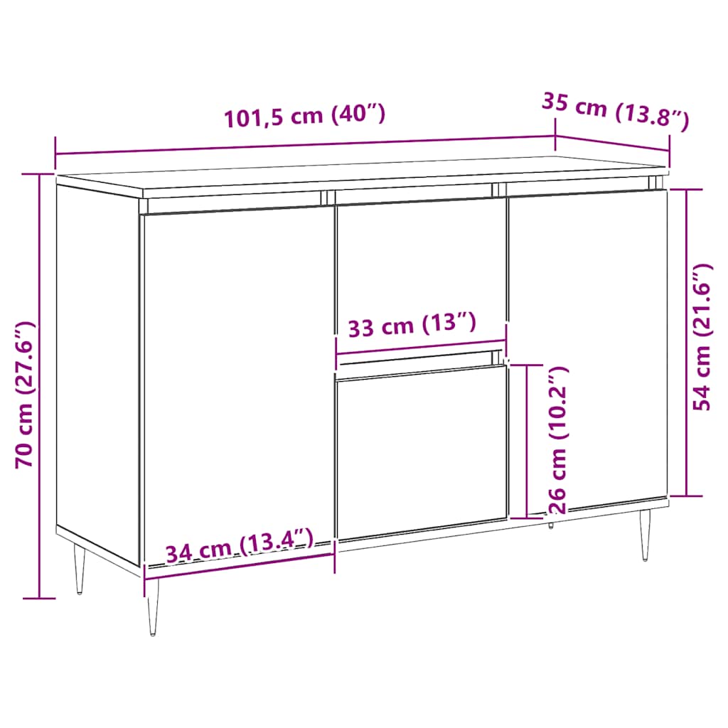 Komoda boja hrasta sonome 101,5x35x70 cm od konstruiranog drva